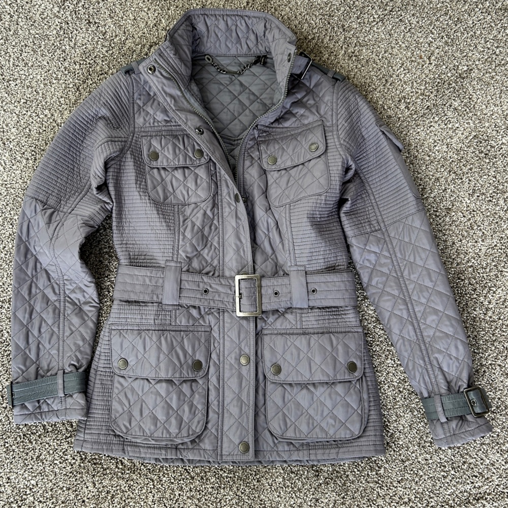 Barbour Intl “Cruiser International” Leather Trimmed Lightweight Jacket Sz 4